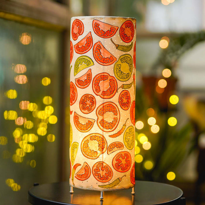 Tomato & chilli Hand Painted Tholu Bommalata Floor Lamp | 19 inches