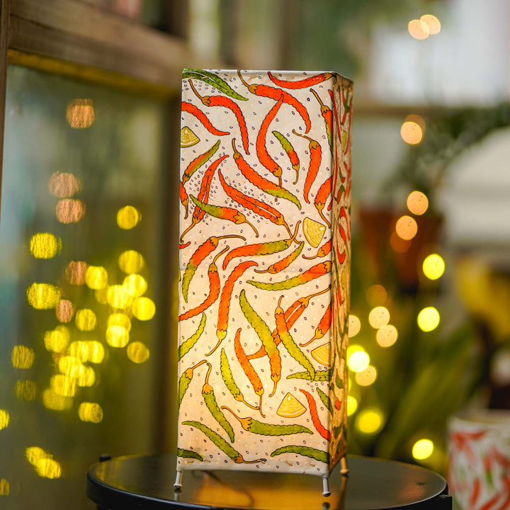 Chillis & Lemon Hand Painted Tholu Bommalata Floor Lamp | 19 inches