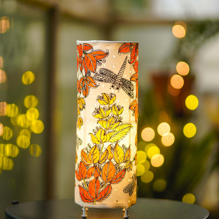 Bougainvillea Hand Painted Tholu Bommalata Tabletop Lamp | 14 inches