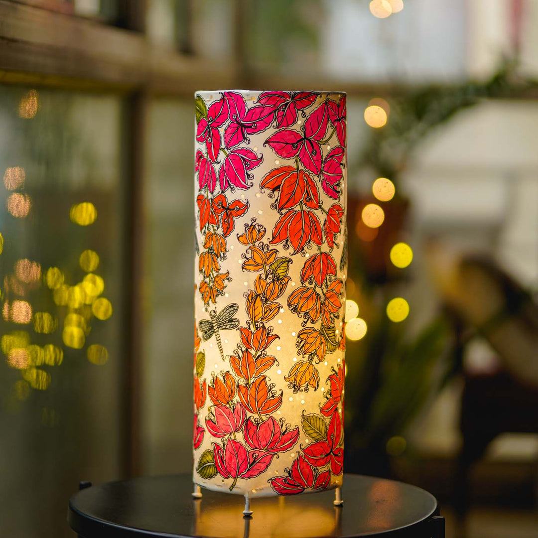 Bougainvillea Hand Painted Tholu Bommalata Floor Lamp | 19 inches