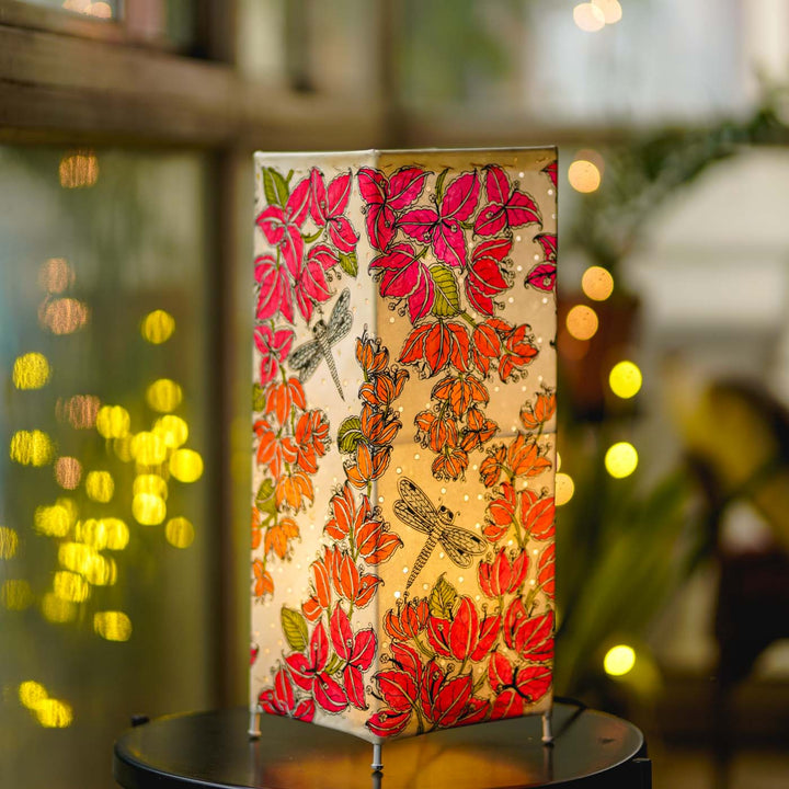 Bougainvillea Hand Painted Tholu Bommalata Floor Lamp | 19 inches