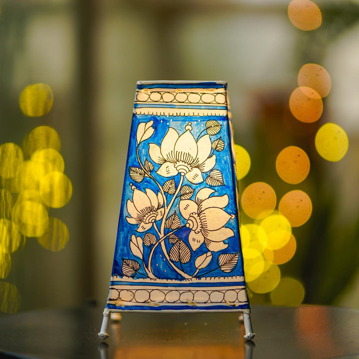 Lotus Hand Painted Tholu Bommalata Tabletop Lamp | 9 inches