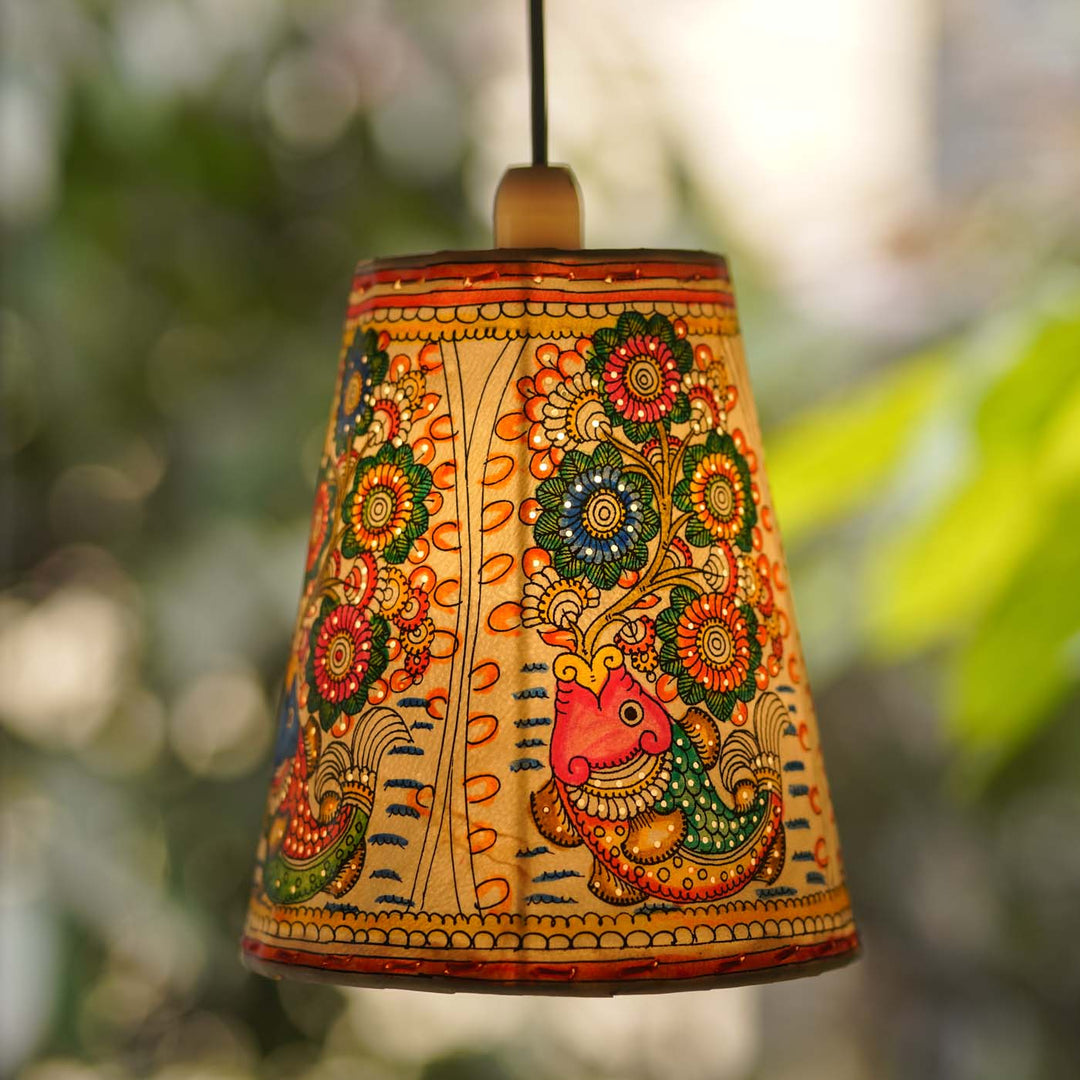Fish Hand Painted Tholu Bommalata Hanging Lamp | 8 inches