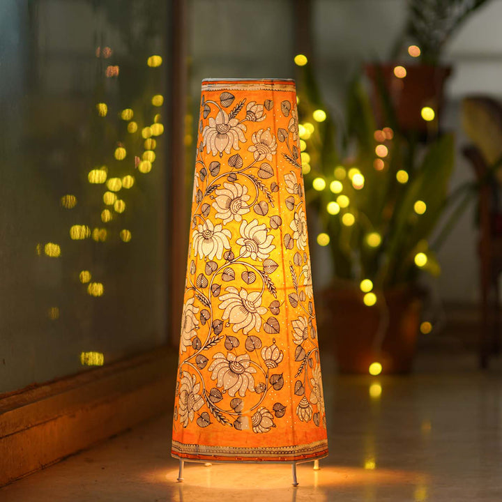 Lotus Hand Painted Tholu Bommalata Floor Lamp | 26 inches