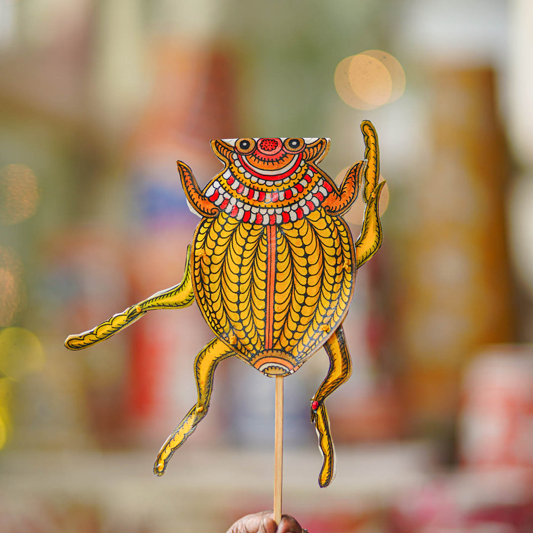 Hand-Painted Beetle Tholu Bommalata Flip Toy