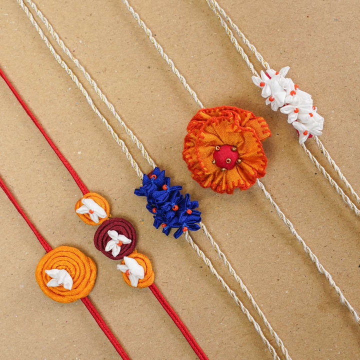 Handmade Dor Upcycled Fabric Rakhi With Roli Chawal