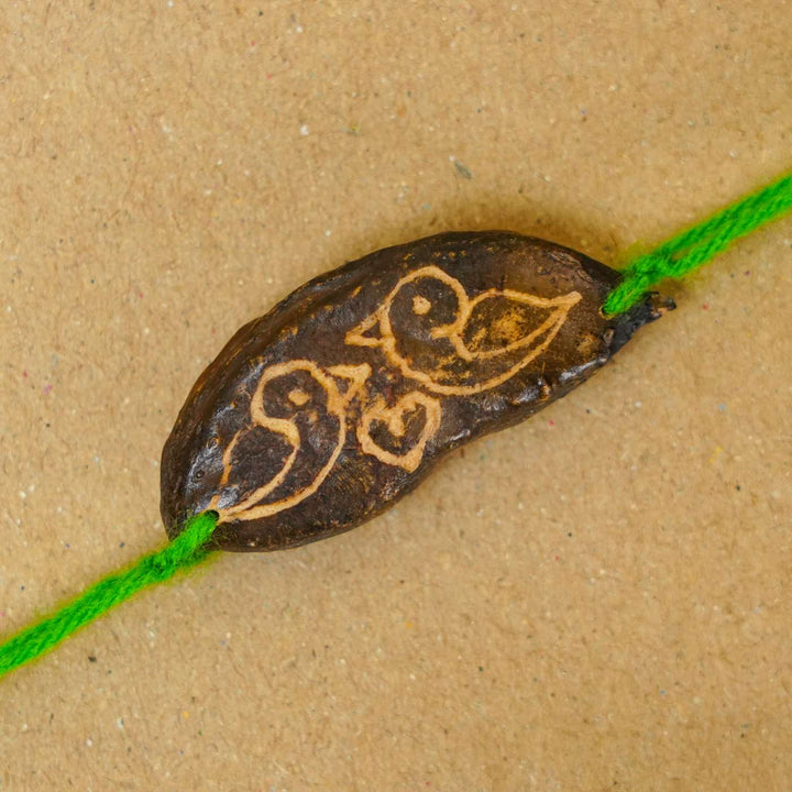 Handmade Plantable Green Birds Seed Rakhi With Roli Chawal