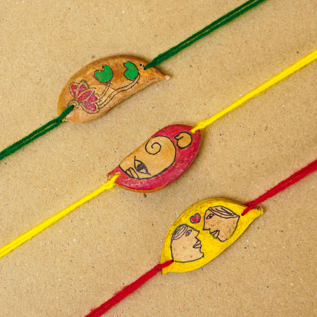 Handmade Plantable Ropan Seed Rakhi With Roli Chawal | Set of 3