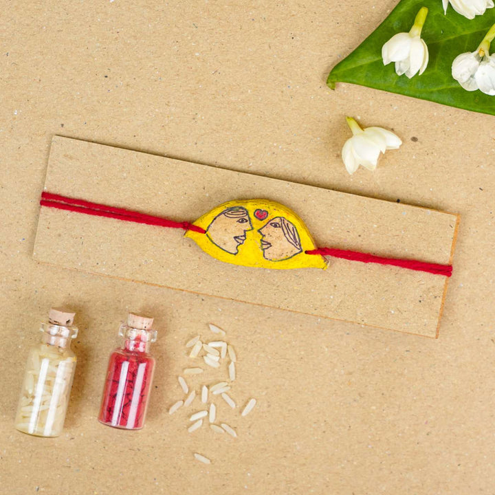 Handmade Plantable Couple Seed Rakhi With Roli Chawal
