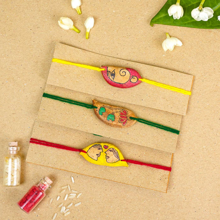 Handmade Plantable Ropan Seed Rakhi With Roli Chawal | Set of 3