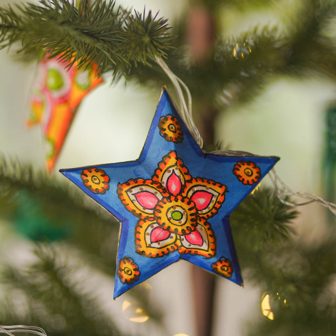 4m, 14 Bulbs | Hand Painted Star Theme Tholu Bommalata LED Fairy Light