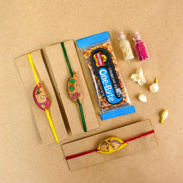 Handmade Plantable Ropan Seed Rakhi With Roli Chawal | Set of 3