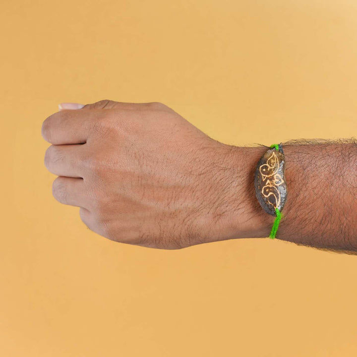 Handmade Plantable Green Birds Seed Rakhi With Roli Chawal