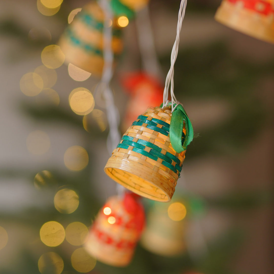 5m, 19 Bulbs | Eco-Friendly Handmade Christmas Bells Bamboo LED Fairy Light