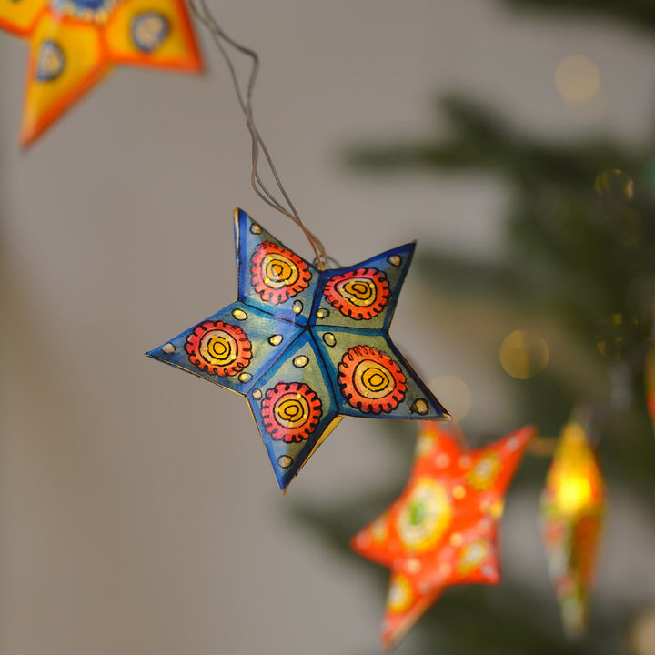 4m, 14 Bulbs | Hand Painted Star Theme Tholu Bommalata LED Fairy Light