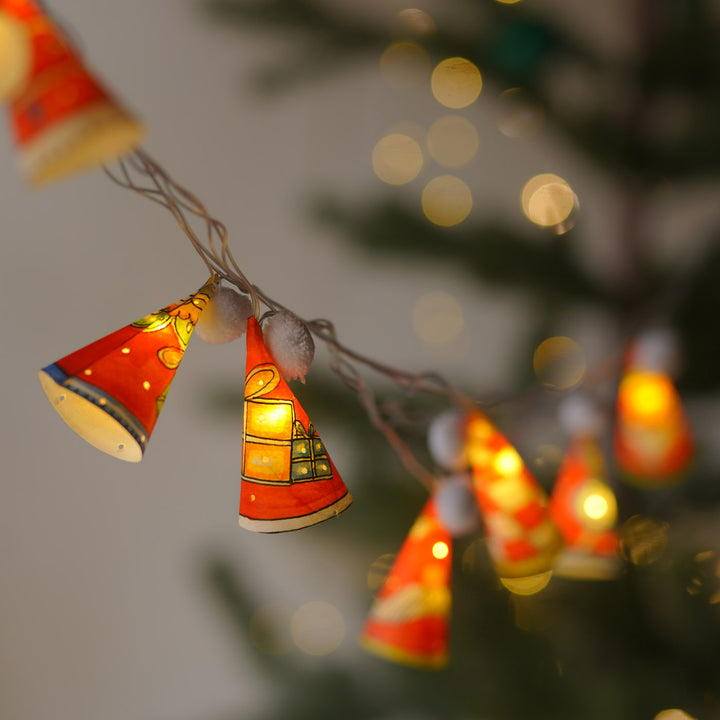 4m, 14 Bulbs | Hand Painted Christmas Theme Tholu Bommalata LED Fairy Light