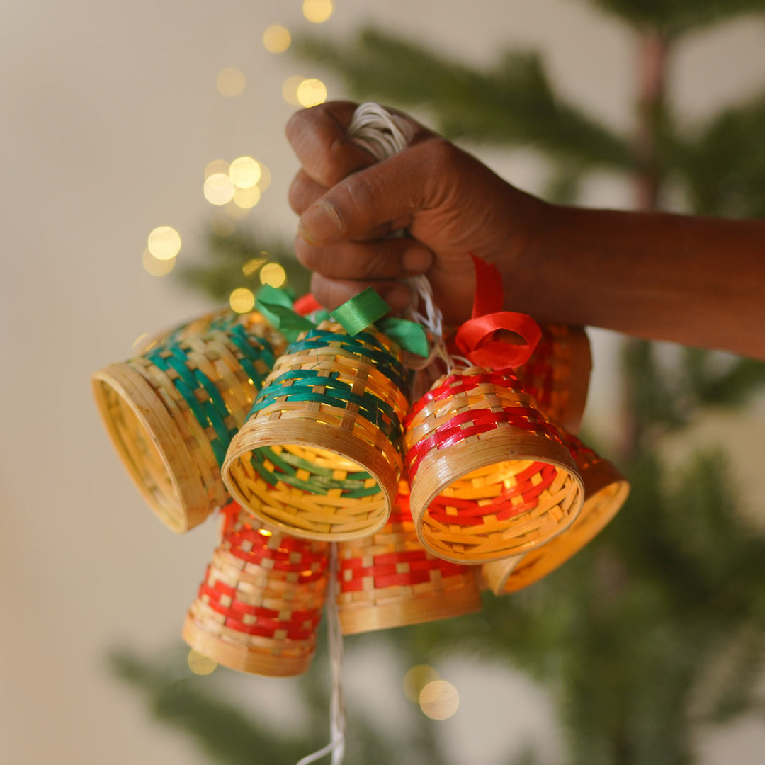 5m, 19 Bulbs | Eco-Friendly Handmade Christmas Bells Bamboo LED Fairy Light