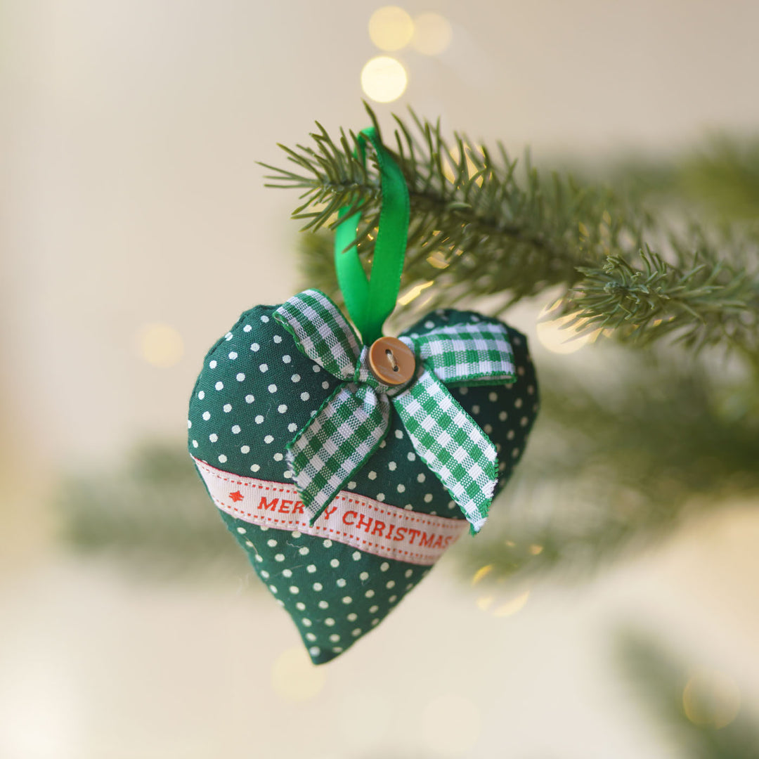 4 pc | Handmade Green Polka Dot Ornaments For Christmas Tree Decoration