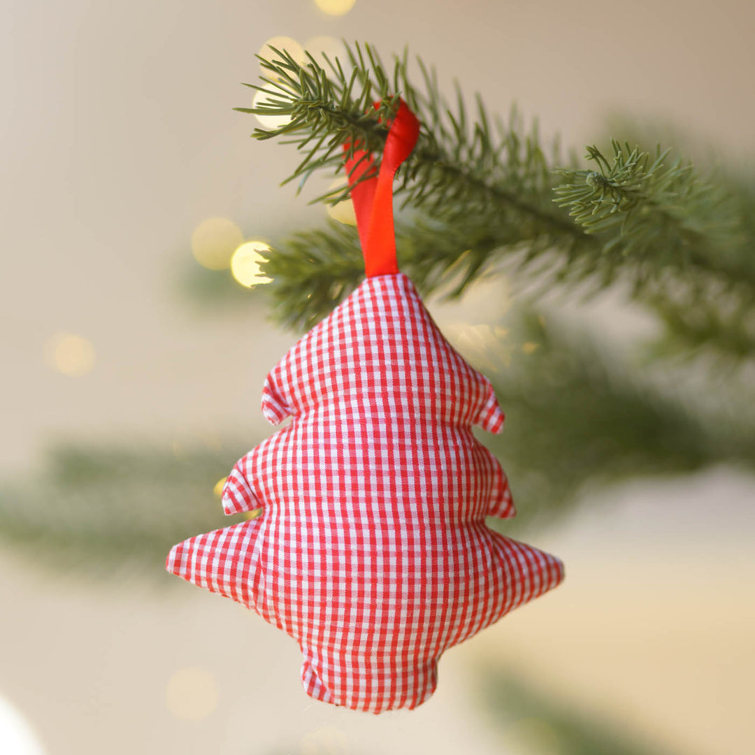 5 pc | Handmade Red & White Christmas Theme Ornaments For Tree Decoration