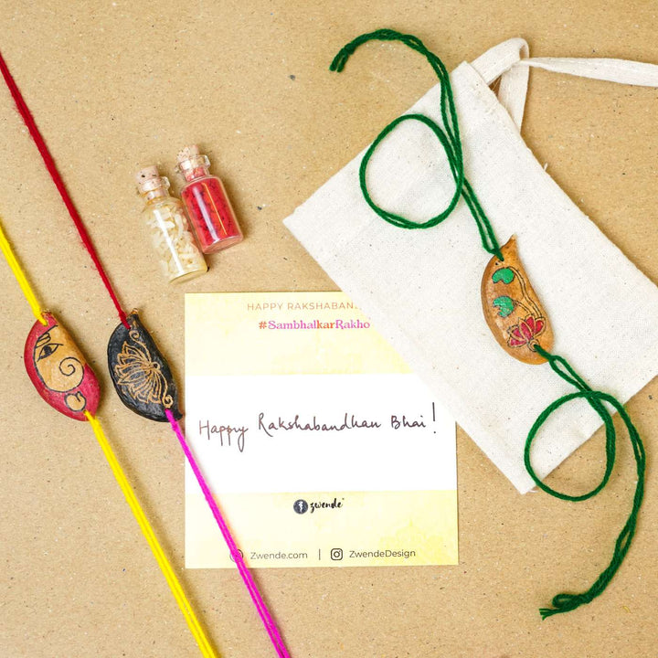 Handmade Plantable Ropan Seed Rakhi With Roli Chawal | Set of 3