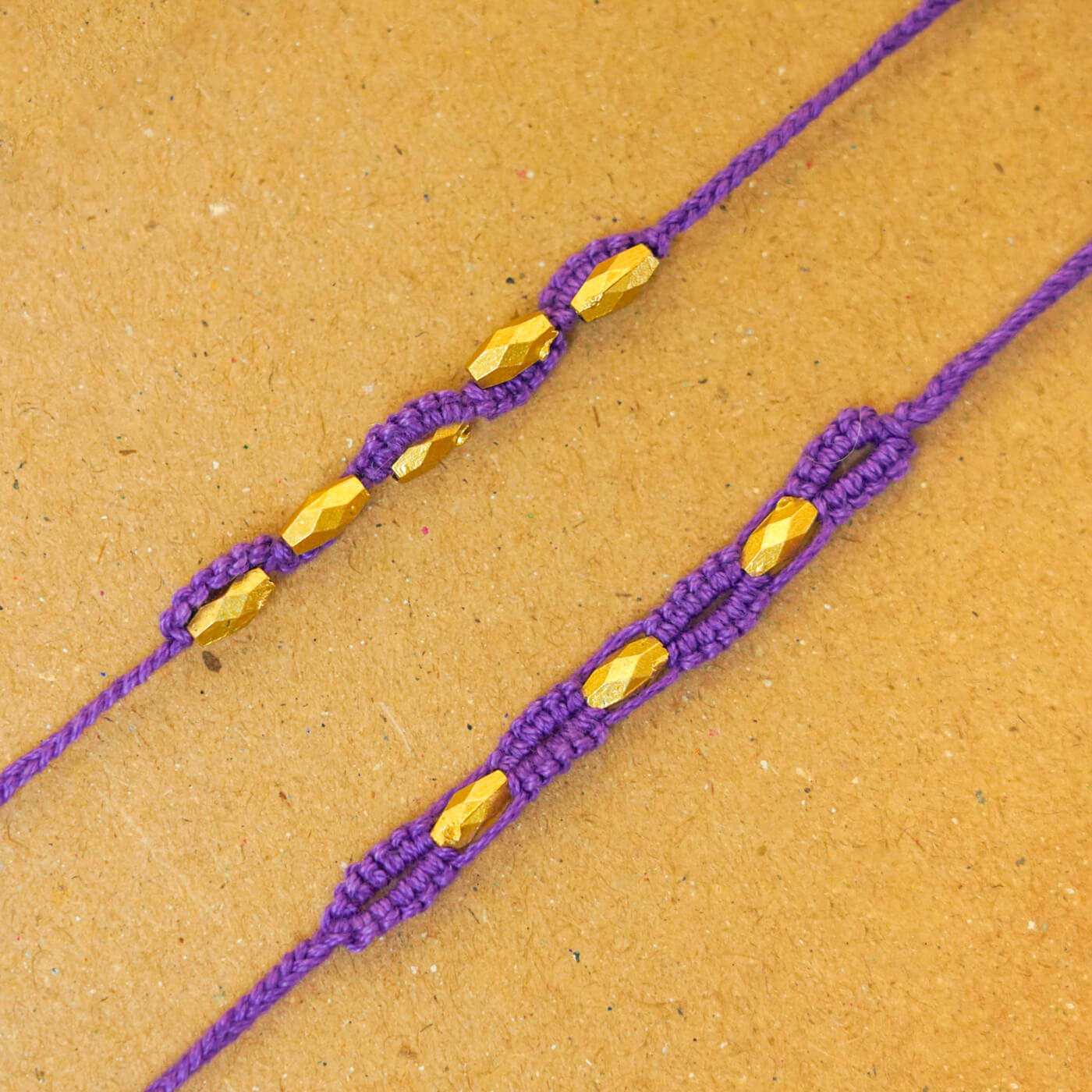 Buy Handmade Macrame Gold Beaded Rakhi With Roli Chawal | Set of 2 ...