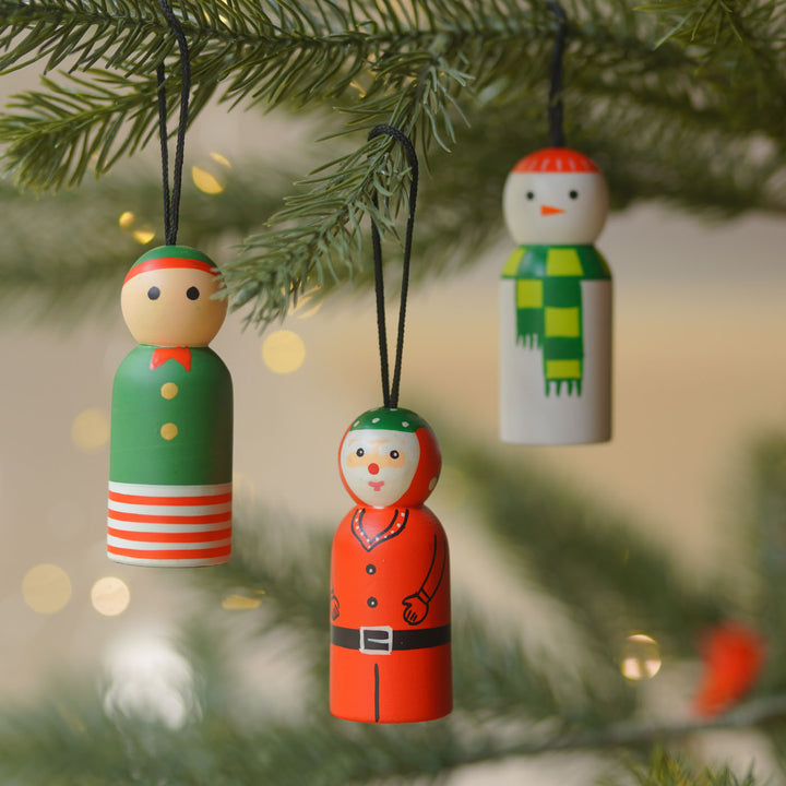 3 pc | Handmade Wooden Christmas Ornaments For Tree Decoration