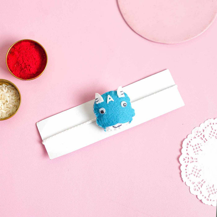 Handmade Captain America Felt Kids Rakhi With Roli Chawal
