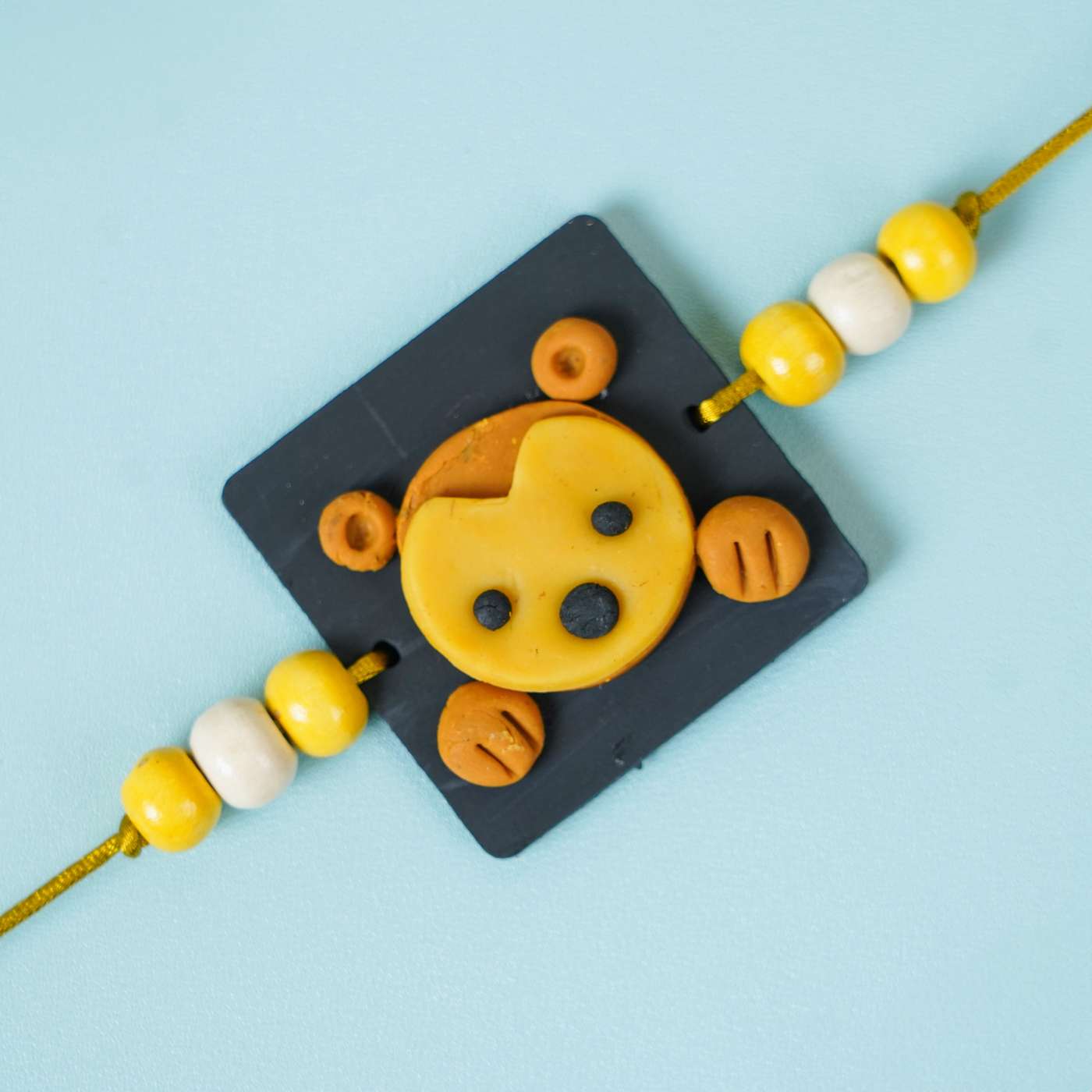 Buy Handmade Miniature Clay Monkey Themed Kids Rakhi With Roli Chawal ...