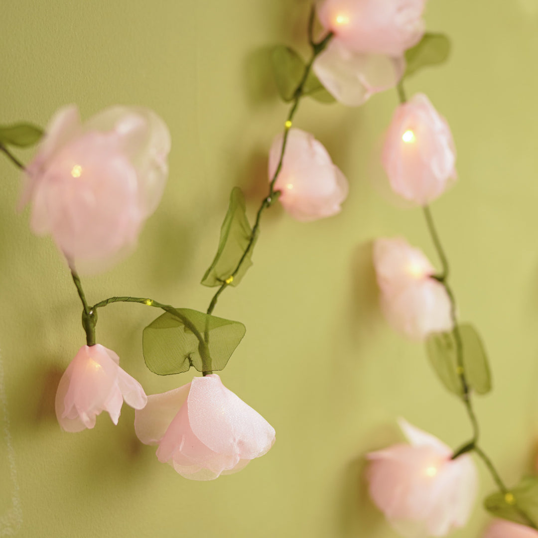 3m, 14 Bulbs | Handcrafted Pink Ombre Tissue Flower LED Fairy Lights