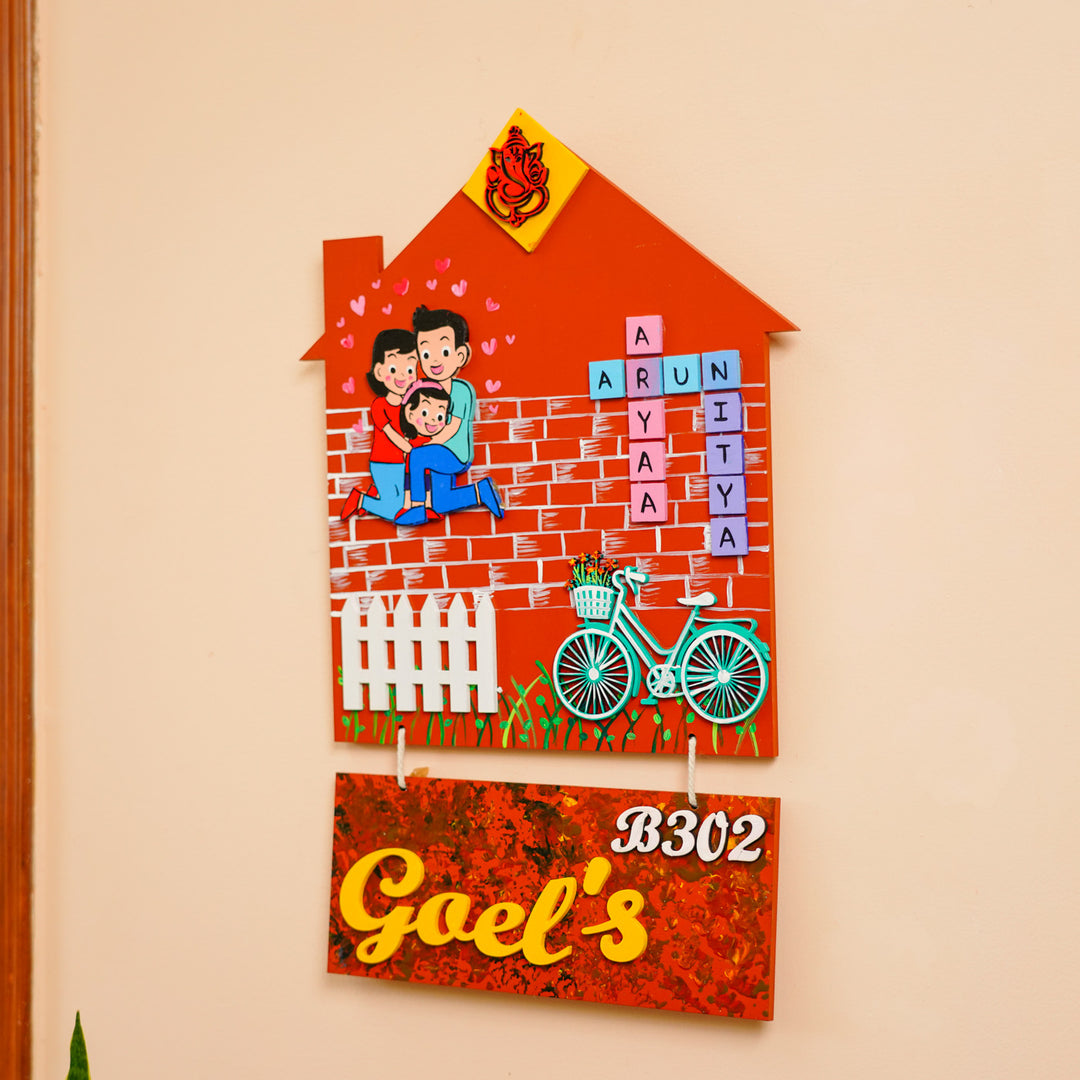 Personalized Hand Painted Mdf Wood Name Plate 2 - Mounted Wall Display with Name Personalization