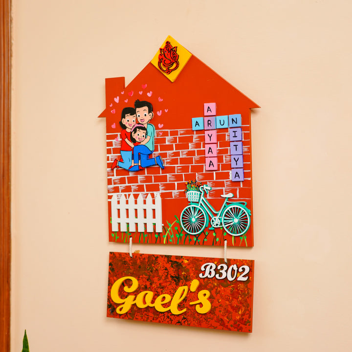 Personalized Hand Painted Mdf Wood Name Plate 2 - Mounted Wall Display with Name Personalization