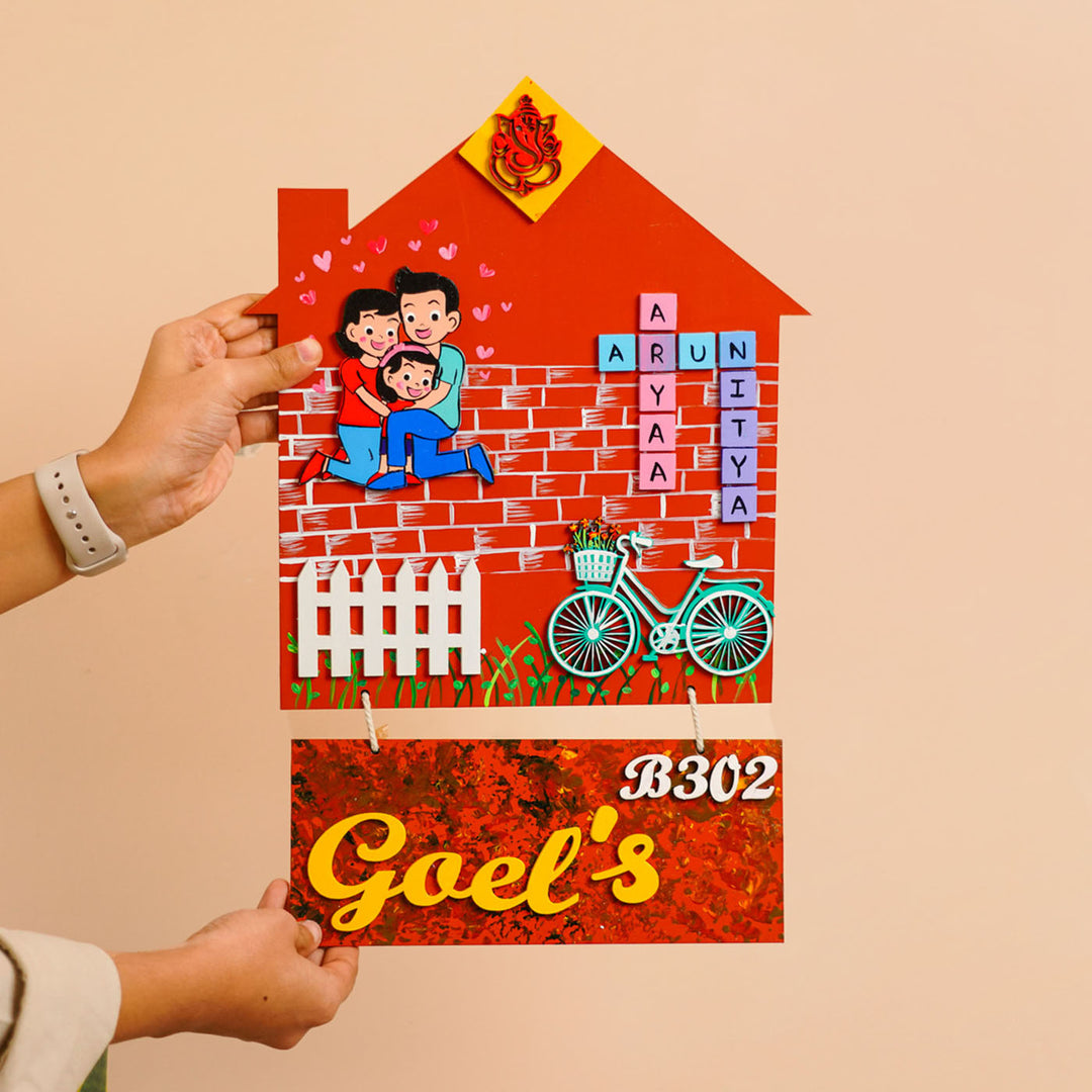 Personalized Hand Painted Mdf Wood Name Plate 2 - Held Front View Showing Personalization