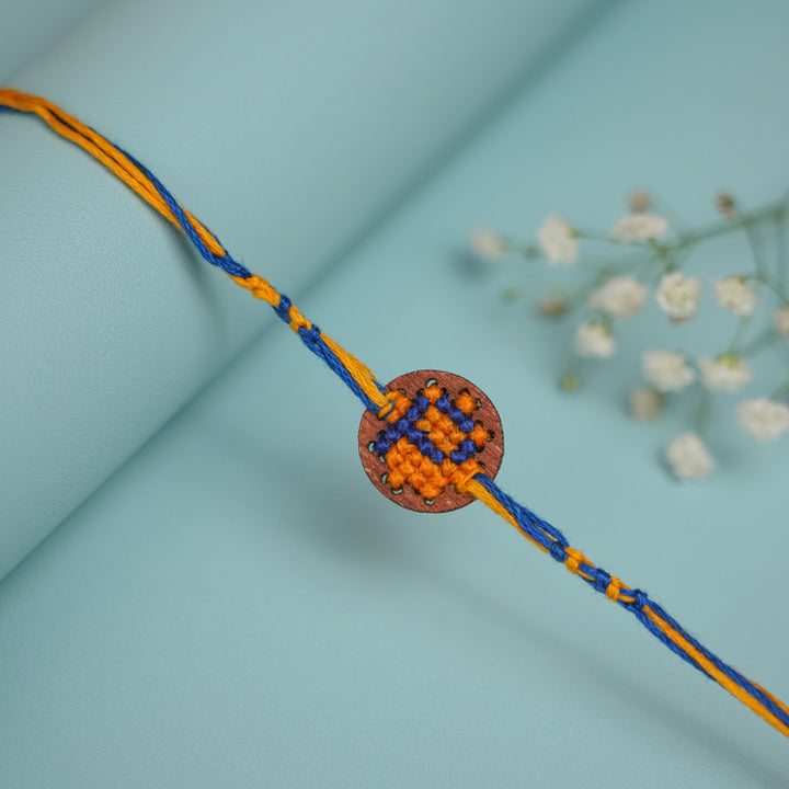 Personalized Handmade Letter Wooden Rakhi With Roli Chawal For Brother