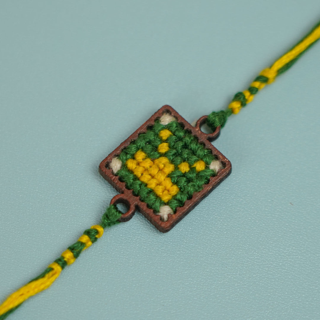 Personalized Handmade Letter Wooden Rakhi With Roli Chawal For Brother