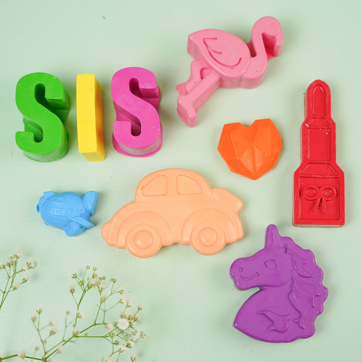 Handmade Non-Toxic Wax Crayons Hamper For Sister | Set Of 7