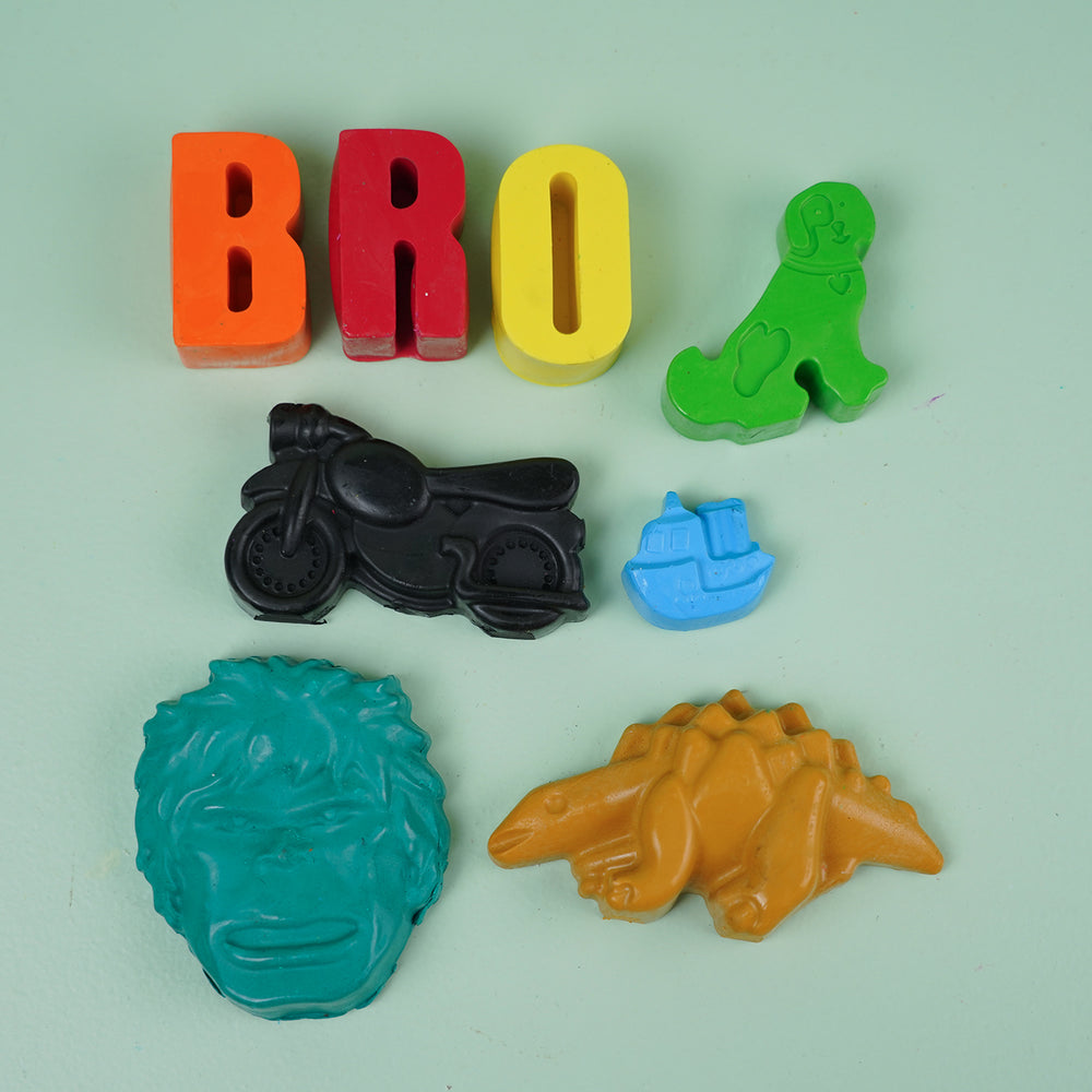 Reusable Non Toxic Bro Wax Rakhi Hamper For Brother Includes 6 Crayons 1 Rakhi - Top Down View of Crayons