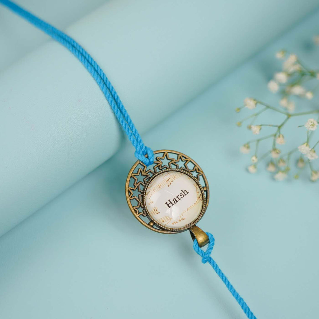 Personalized Reusable Antique Bhaiya Bhabhi Rakhi With Roli Chawal Set Of 2 Copy - Name Personalization Example Rotated