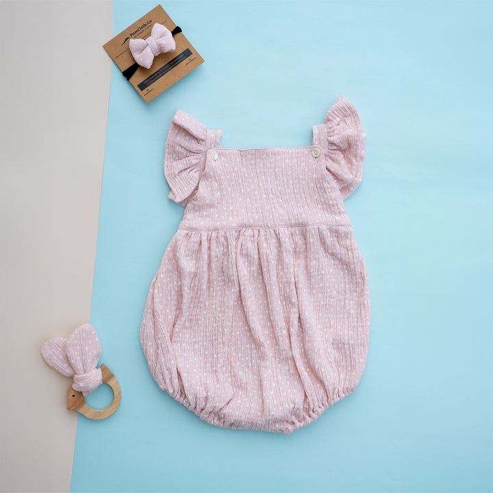 Pink Heart Baby Girl Gift Hamper | Romper, Swaddle & Teether