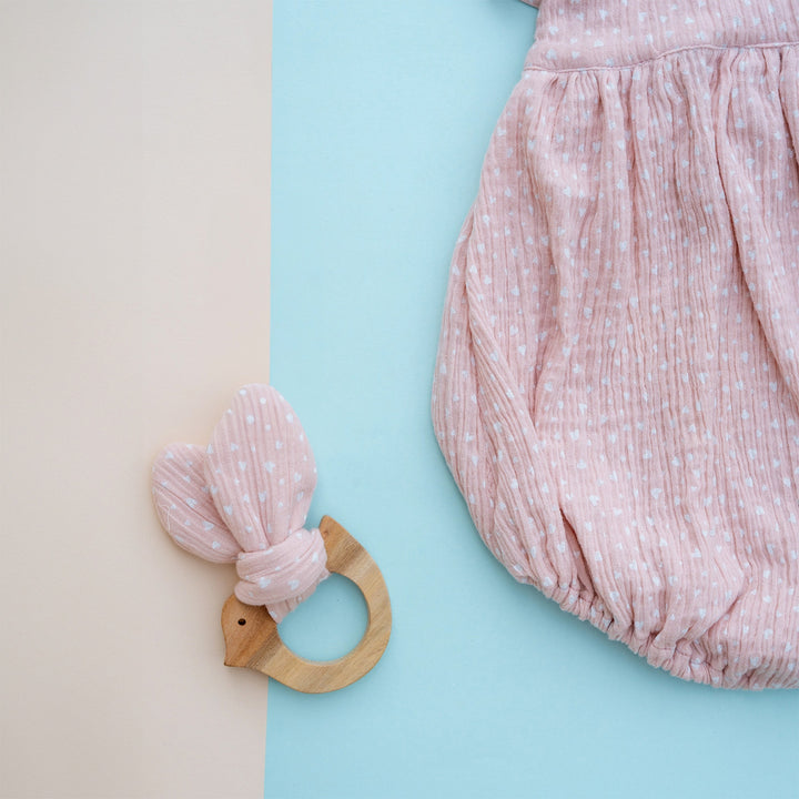 Pink Heart Baby Girl Gift Hamper | Romper, Swaddle & Teether