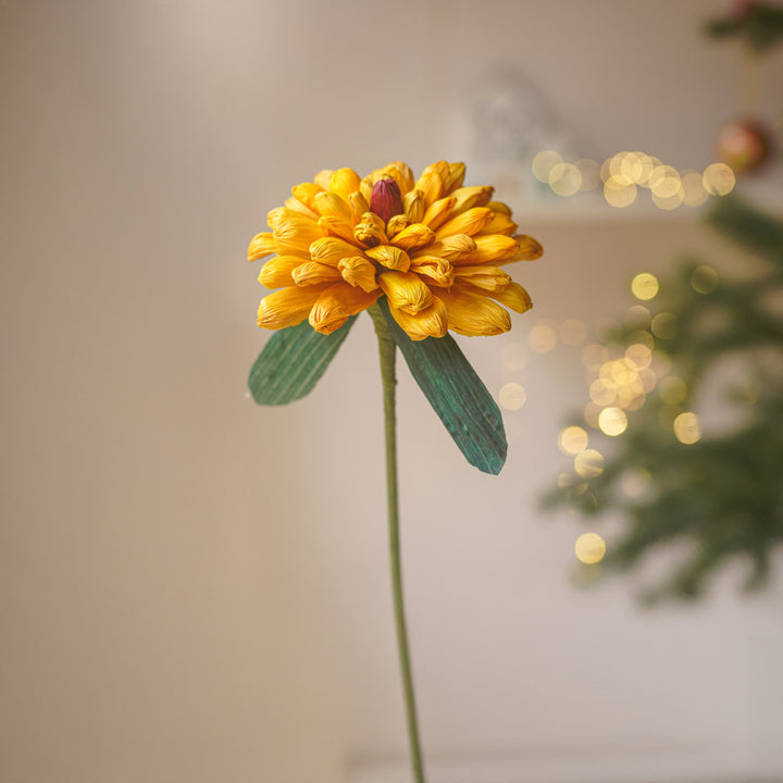 1 Pc | Handmade Ecofriendly Corn Husk Yellow Daisy Artificial Flower