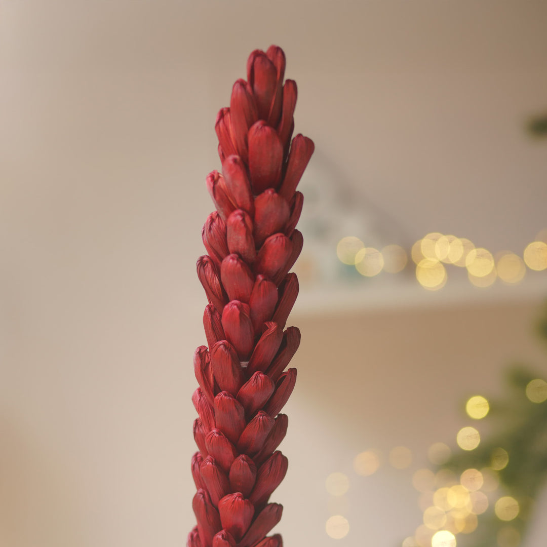 1 Pc | Handmade Ecofriendly Corn Husk Red Colour Kevda Artificial Flower