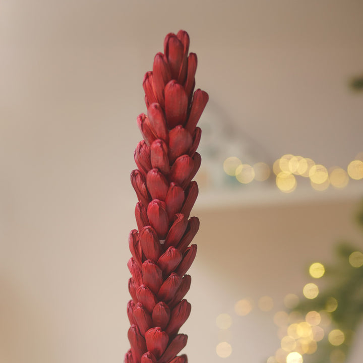 1 Pc | Handmade Ecofriendly Corn Husk Red Colour Kevda Artificial Flower
