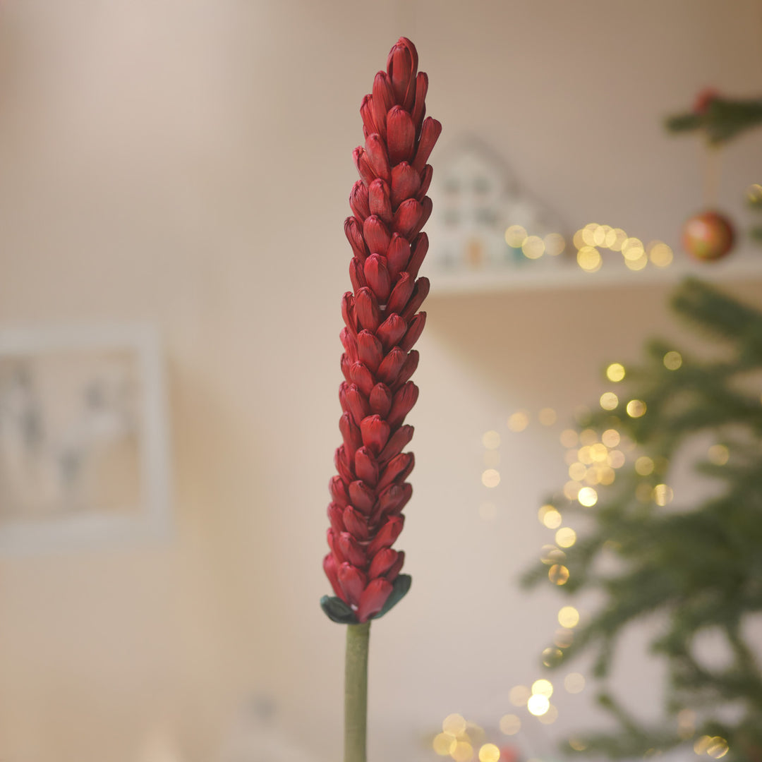 1 Pc | Handmade Ecofriendly Corn Husk Red Colour Kevda Artificial Flower