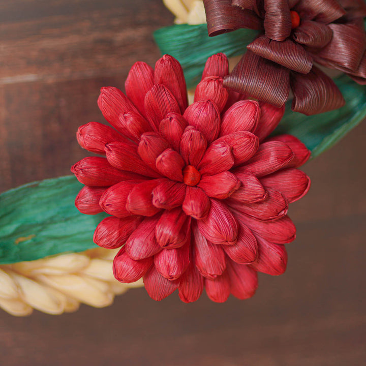 Handmade Ecofriendly Corn Husk Side Flower Wreath