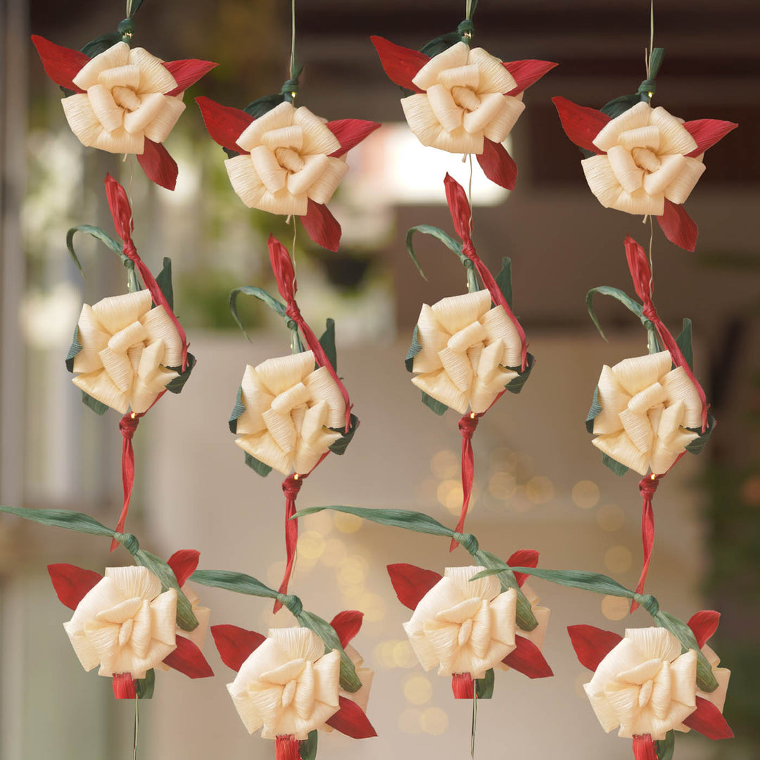 2 M | 20 Bulbs White Rose Two Side Corn Husk Fairy Lights