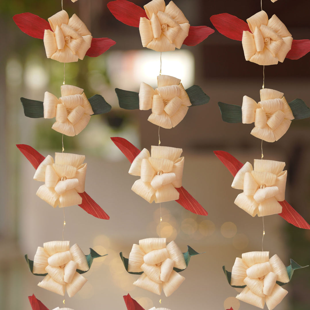 2 M | 20 Bulbs White Rose One Side Corn Husk Fairy Lights