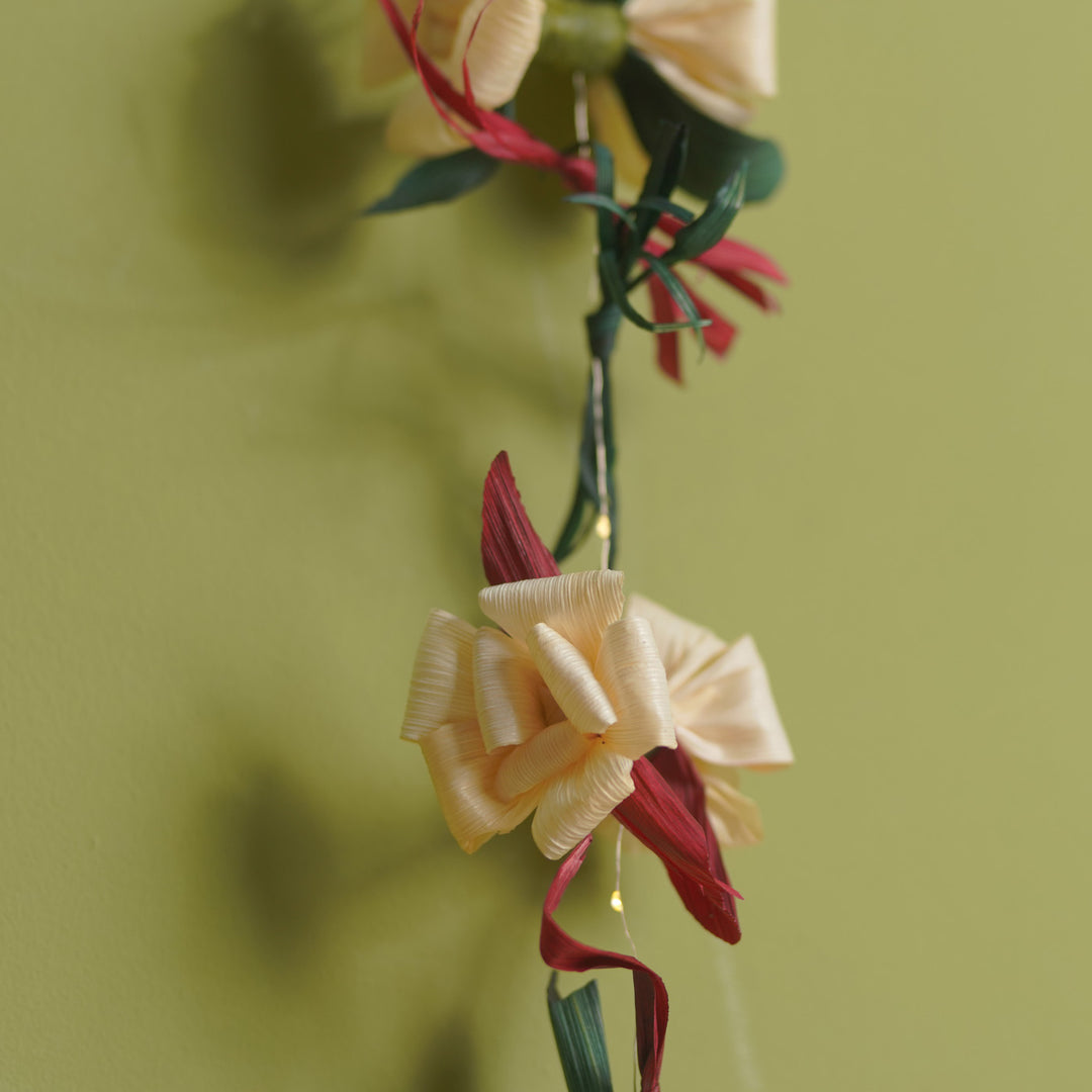 2 M | 20 Bulbs White Rose Two Side Corn Husk Fairy Lights