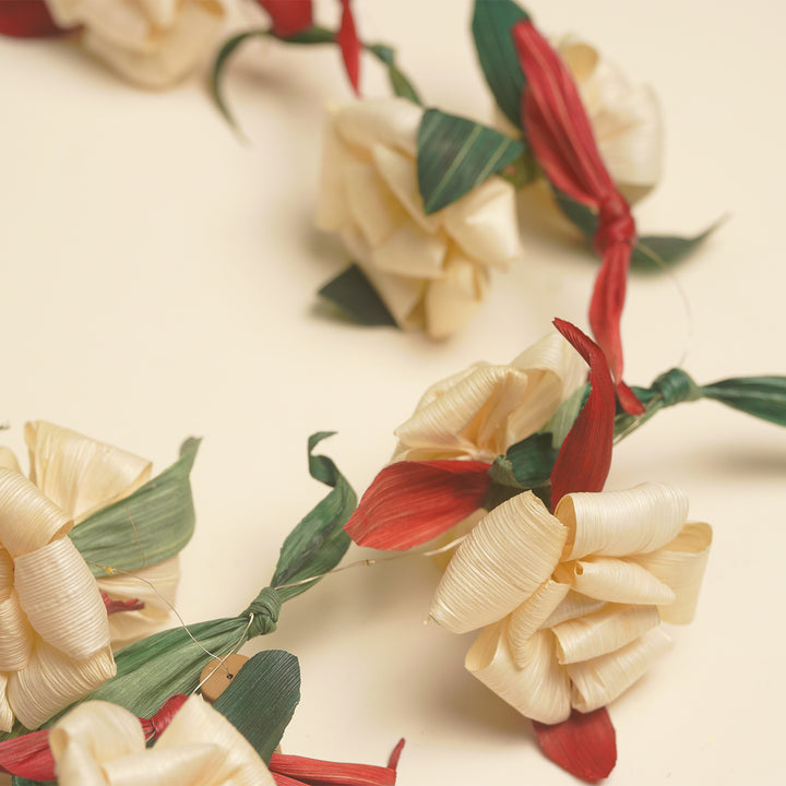 2 M | 20 Bulbs White Rose Two Side Corn Husk Fairy Lights