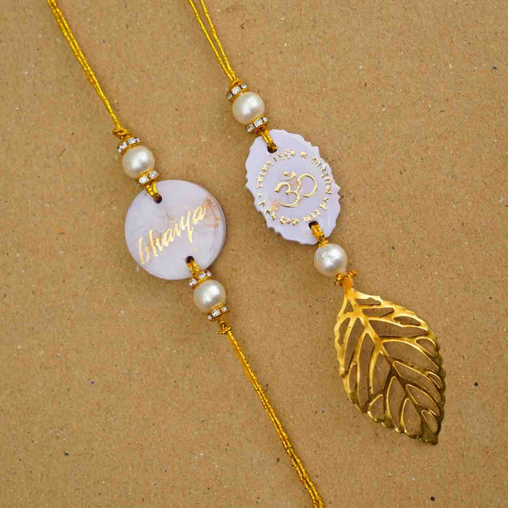 Personalized Handmade Lavendar Resin Bhaiya Bhabhi Rakhi With Roli Chawal | Set of 2