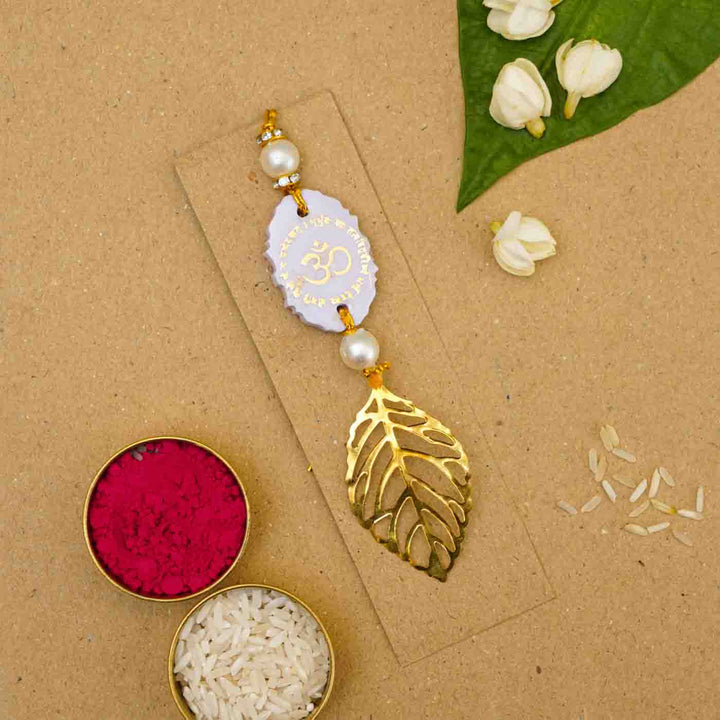 Personalized Handmade Lavendar Resin Lumba Rakhi for Bhabhi With Roli Chawal